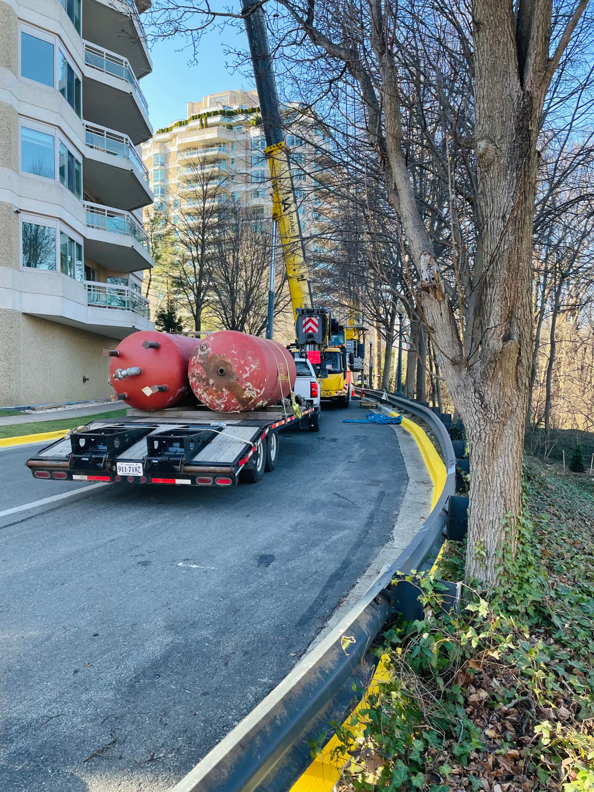 Crane lift for a rooftop job